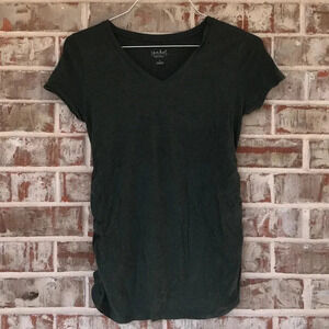 Isabel Maternity Green Shirred Short Sleeved Top